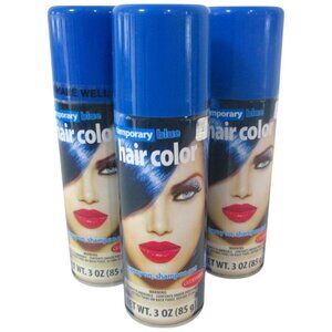 Lot of 3 Goodmark Temporary Blue Hair Color Spray‎ 3oz (85g) for Halloween Party